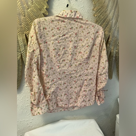Vintage eyeshadow Y2K long sleeve floral button up top size small - Picture 7 of 10